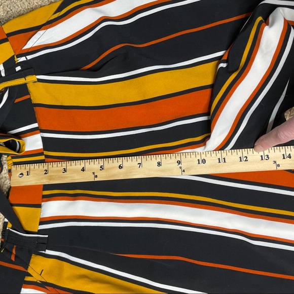 Zara Trafaluc Pants Wide Leg Crop Multicolored Striped Women's Size Large Belted - Picture 3 of 6